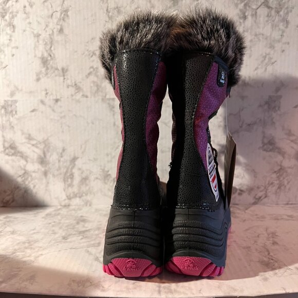 Kids Kamik Boots NWT‎ Size 7 Cozy Waterproof Warm Purple/Black - Picture 2 of 7